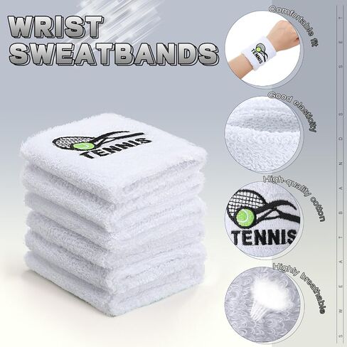 BEMEMO 20 Pack Tennis عرق الأسهم معصم معصم معصم العرق الرياضي للقطن المطرز المطرز غير القابل للانزلاق Terry Cloth in Kuwait