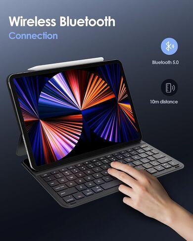 حافظة iPad 11th (A16، 2025)/10th Gen مع لوحة مفاتيح، غطاء لوحة مفاتيح بلوتوث لاسلكي مغناطيسي قابل للفصل لجهاز iPad 10.9 بوصة (2022)، حماية قوية للقبضة، نوم/استيقاظ ذكي، قابل لإعادة الشحن من النوع C in Kuwait