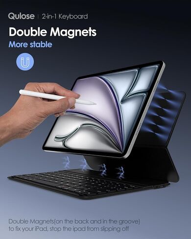 حافظة iPad 11th (A16، 2025)/10th Gen مع لوحة مفاتيح، غطاء لوحة مفاتيح بلوتوث لاسلكي مغناطيسي قابل للفصل لجهاز iPad 10.9 بوصة (2022)، حماية قوية للقبضة، نوم/استيقاظ ذكي، قابل لإعادة الشحن من النوع C in Kuwait