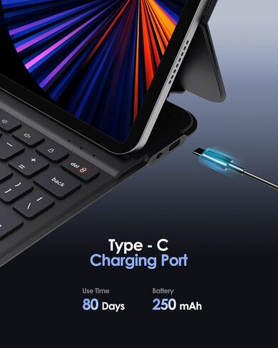 حافظة iPad 11th (A16، 2025)/10th Gen مع لوحة مفاتيح، غطاء لوحة مفاتيح بلوتوث لاسلكي مغناطيسي قابل للفصل لجهاز iPad 10.9 بوصة (2022)، حماية قوية للقبضة، نوم/استيقاظ ذكي، قابل لإعادة الشحن من النوع C in Kuwait