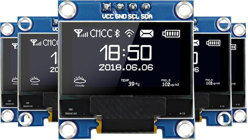 0.96 Inch OLED I2C IIC Display Module, 128x64 Pixel I2C SSD1306 OLED Screen Board Compatible with Arduino Raspberry Pi (5Pcs Blue) in Saudi Arabia