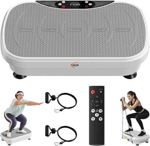 Vibration Plate Exercise Machine, Full Body Shaker Workout Vibration Plate for Lymphatic Drainage Weight Loss, Waver Vibrating Fitness Platform with Resistance Bands, Low Noise Home Fitness for Adults in Saudi Arabia