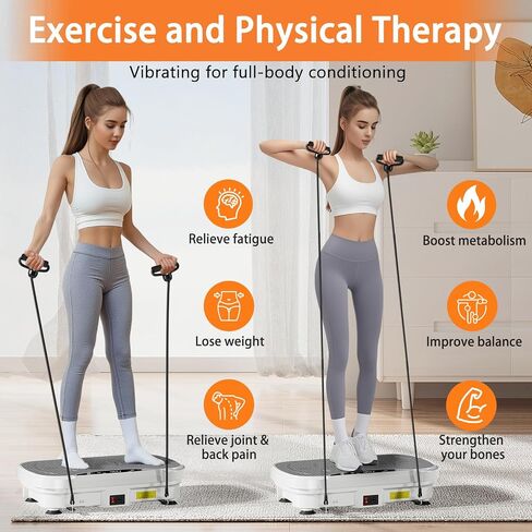Vibration Plate Exercise Machine, Full Body Shaker Workout Vibration Plate for Lymphatic Drainage Weight Loss, Waver Vibrating Fitness Platform with Resistance Bands, Low Noise Home Fitness for Adults in Saudi Arabia