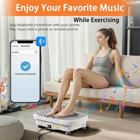 Vibration Plate Exercise Machine, Full Body Shaker Workout Vibration Plate for Lymphatic Drainage Weight Loss, Waver Vibrating Fitness Platform with Resistance Bands, Low Noise Home Fitness for Adults in Saudi Arabia
