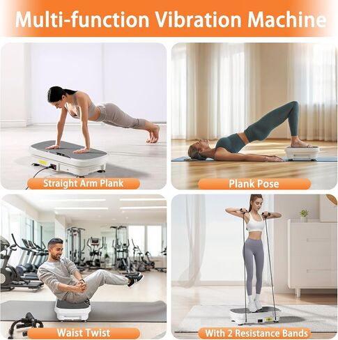 Vibration Plate Exercise Machine, Full Body Shaker Workout Vibration Plate for Lymphatic Drainage Weight Loss, Waver Vibrating Fitness Platform with Resistance Bands, Low Noise Home Fitness for Adults in Saudi Arabia