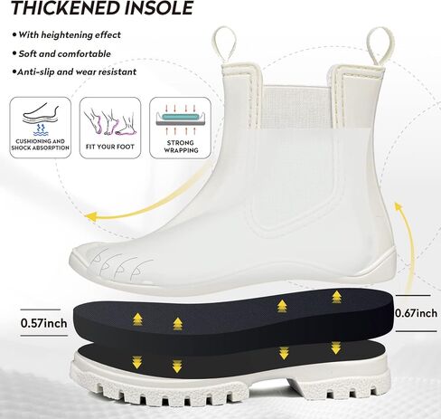 Dksuko Women's Rain Short Boots Rubber Rubber Boots Boots Slip Slip على الكاحل تشيلسي بوت أزياء حذاء المطر المعزول للعمل في الهواء الطلق سميكة (8 ب (م) الولايات المتحدة ، الأخضر الفلوري A) in Kuwait