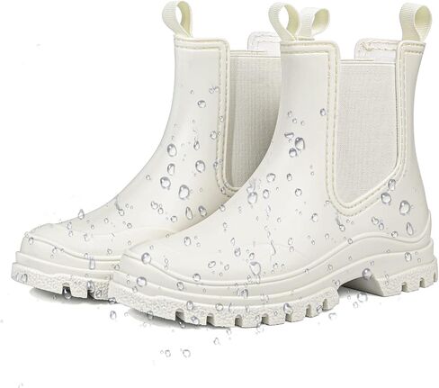 Dksuko Women's Rain Short Boots Rubber Rubber Boots Boots Slip Slip على الكاحل تشيلسي بوت أزياء حذاء المطر المعزول للعمل في الهواء الطلق سميكة (8 ب (م) الولايات المتحدة ، الأخضر الفلوري A) in Kuwait