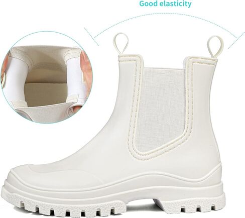 Dksuko Women's Rain Short Boots Rubber Rubber Boots Boots Slip Slip على الكاحل تشيلسي بوت أزياء حذاء المطر المعزول للعمل في الهواء الطلق سميكة (8 ب (م) الولايات المتحدة ، الأخضر الفلوري A) in Kuwait