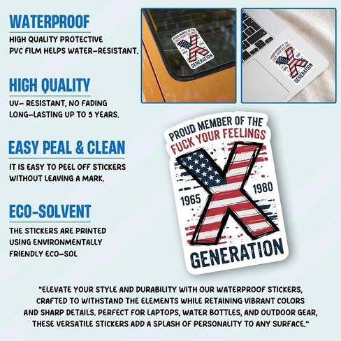 3pcs gen x رفعت على مياه الخرطوم وإهمال هدايا ملصقات مضحكة Gen X بفخر تمثل ملصقات مقاومة للماء إيجابية Genx شرس Genx لجهاز الكمبيوتر المحمول ماء أدوات CASE CASE 3 " in Kuwait