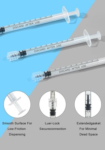 100 حزمة 1 مل 27G 0.5 بوصة Luer Lock Science Lab ، ومختومة بشكل فردي للمختبرات ، والقياس السائل ، والتوزيع in Kuwait