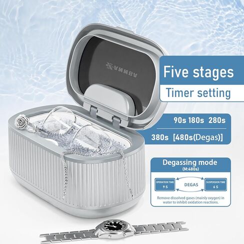 Ultrasonic Jewelry Cleaner 45KHz – 550ml Digital Sonic Cleaner with 5 Timers, 3 Power Levels, LED Light, Degas – Professional Cleaning Machine for Rings, Glasses, Retainers, Dentures & Watches in Saudi Arabia