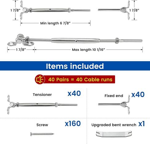 Muzata 10 أزواج 1/8 "كابل حديدي مجموعة أدوات SWAGE التبديل للتبديل لخشب ما بعد T316 in Saudi Arabia
