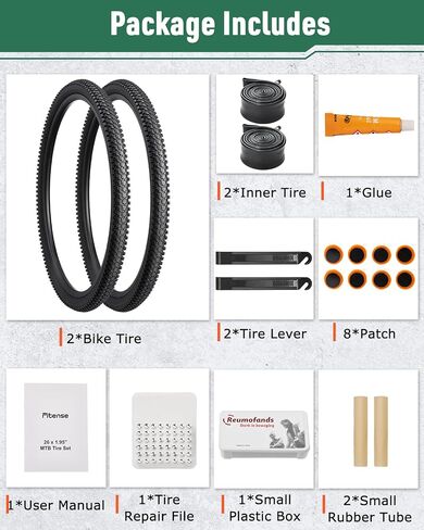 Mountain Bike Tires Set & Fat Bike Tire, Folding Replacement Bike Tires, Schrader Valve Bike Tubes with Bike Repair Kits in Kuwait