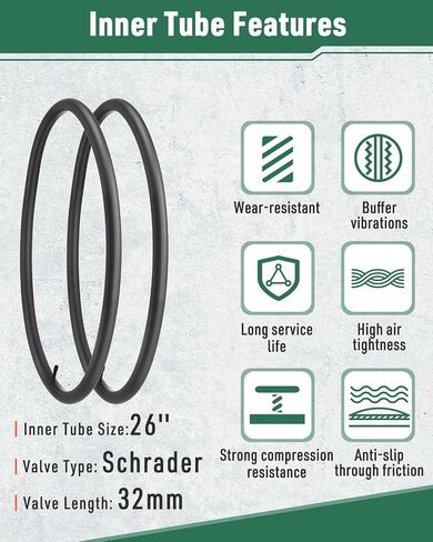 Mountain Bike Tires Set & Fat Bike Tire, Folding Replacement Bike Tires, Schrader Valve Bike Tubes with Bike Repair Kits in Kuwait