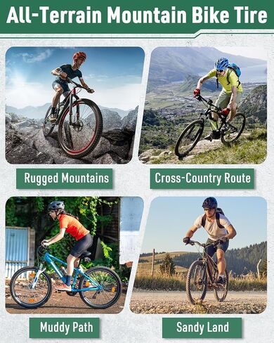 Mountain Bike Tires Set & Fat Bike Tire, Folding Replacement Bike Tires, Schrader Valve Bike Tubes with Bike Repair Kits in Kuwait