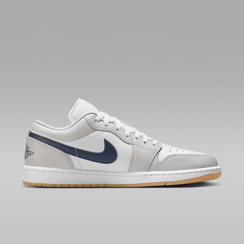 Air Jordan 1 Low Men's Shoes (553558-146 ، أبيض/رمادي/صمغ متوسط ​​بني/منتصف الليل) in Saudi Arabia