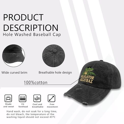 Made in US Florida Everglades Alligator Alcatraz Hats for Men Baseball Caps Vintage Washed Dad Hats Adjustable in Saudi Arabia