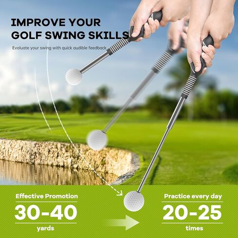 Retractable Golf Swing Trainer,Warm-Up Golf Training Aid,Golf Grip Trainer,Right-Handed Strength & Tempo Training for Chipping Hitting,Golf Accessories for Men in Saudi Arabia