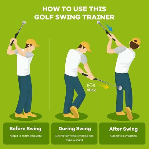 Retractable Golf Swing Trainer,Warm-Up Golf Training Aid,Golf Grip Trainer,Right-Handed Strength & Tempo Training for Chipping Hitting,Golf Accessories for Men in Saudi Arabia