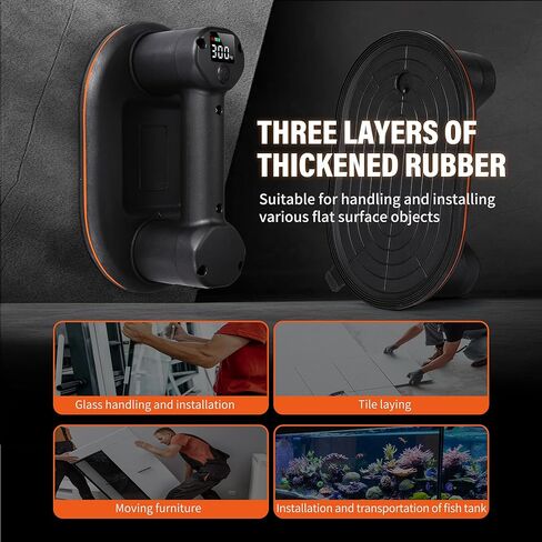 Battery Suction Cup, 10" Tile Suction Cup, Dual Brushless Motors, 4000mAh Battery (10H Runtime), LCD Display for 300 KG / 660 lbs Suction Power Heavy Duty Lifting. in Saudi Arabia