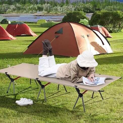 TIST Lightweight Folding Bed Portable Folding Bed Camping Aluminium Alloy Frame Stable Structure Suitable for Outdoor Use, Backyards, Gardens, Camping Camping Folding Bed(Black) in Saudi Arabia