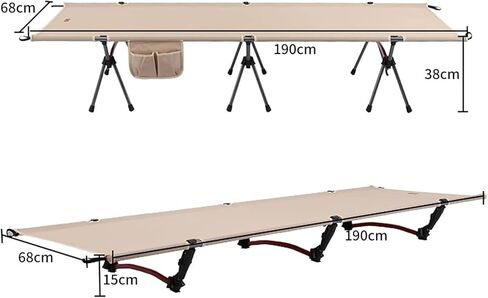 TIST Lightweight Folding Bed Portable Folding Bed Camping Aluminium Alloy Frame Stable Structure Suitable for Outdoor Use, Backyards, Gardens, Camping Camping Folding Bed(Black) in Saudi Arabia