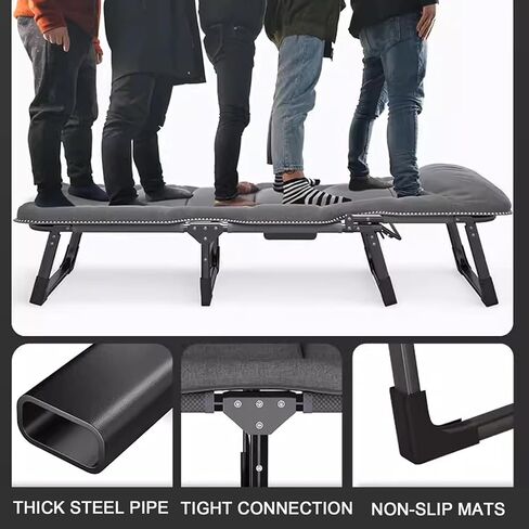 TIST Lightweight Folding Bed Adult Folding Bed with Mattress Portable Foldable Guest Bed Metal Frame with Side Storage Pockets Suitable for Bedrooms and Offices Camping Folding Bed in Saudi Arabia
