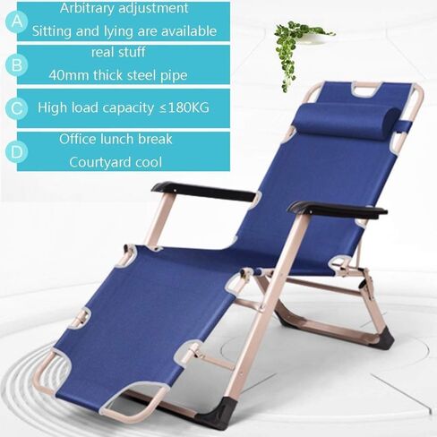 TIST Lightweight Folding Bed Balcony Leisure Chair Folding Bed Office Nap Mat Ergonomic Nap Chair Minimalist Bed Camping Bed 178x66x30cm Camping Folding Bed(Blue) in Saudi Arabia