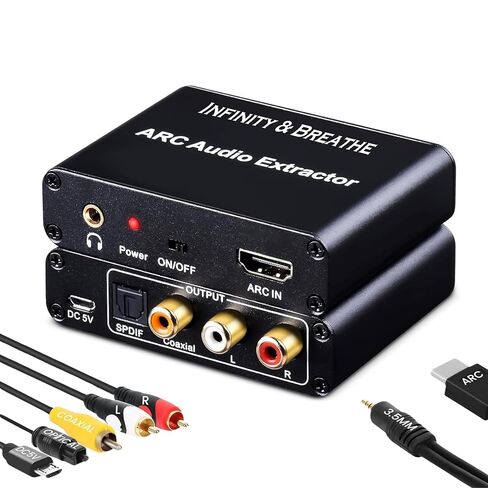 HDMI ARC Adapter, 192KHz ARC Audio Extractor with Optical SPDIF Coaxial, Stereo L/R 3.5mm Jack Out, HDMI ARC to RCA Audio Converter for HDTV Soundbar, Speaker/Soundbar/Headset in Saudi Arabia