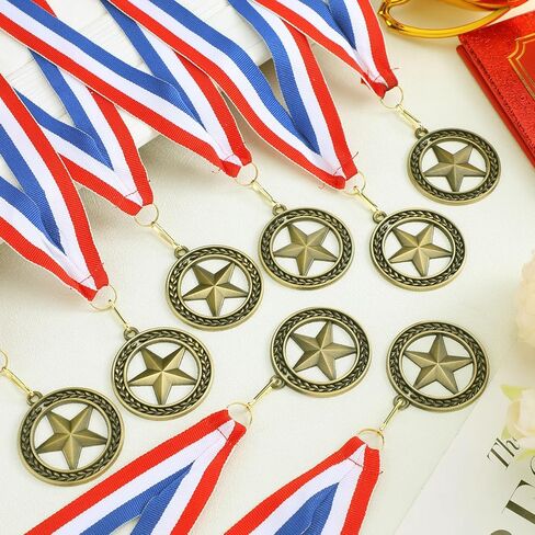 24 Pcs Gold Star Medals Bulk for Awards 2'' Winner Medals with Neck Ribbon Metal Trophy Awards Prize for Football Baseball Soccer Softball MVP Team Competitions Winner Gifts in Kuwait