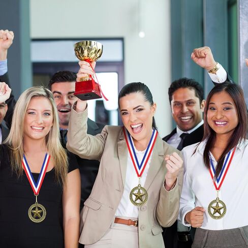 24 Pcs Gold Star Medals Bulk for Awards 2'' Winner Medals with Neck Ribbon Metal Trophy Awards Prize for Football Baseball Soccer Softball MVP Team Competitions Winner Gifts in Kuwait