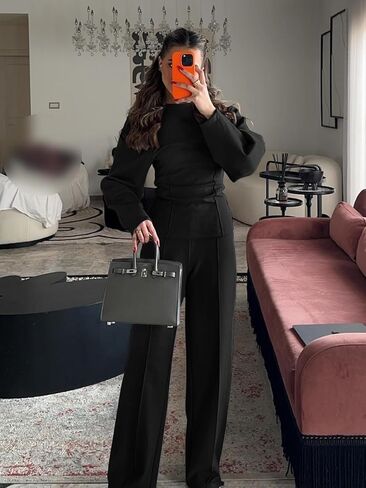 Yousify Womens Trendy Sweatsuits Crewneck Sweatshirts 2 Piece Outfits Seam Wide Leg Pants Lounge Sets in Saudi Arabia