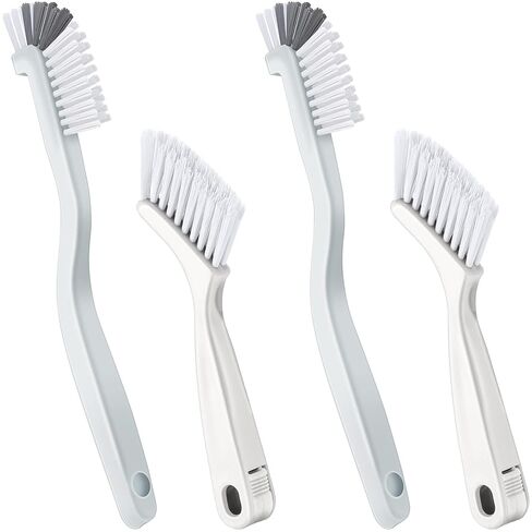 Patelai 4 Pieces Cleaning Brush Sets Small Scrub Brush Household Use for Cleaning Bottle Sink Kitchen Sink Corner Dish Edge Grout Bathroom Sliding Door Window Track(White, Blue) in Saudi Arabia
