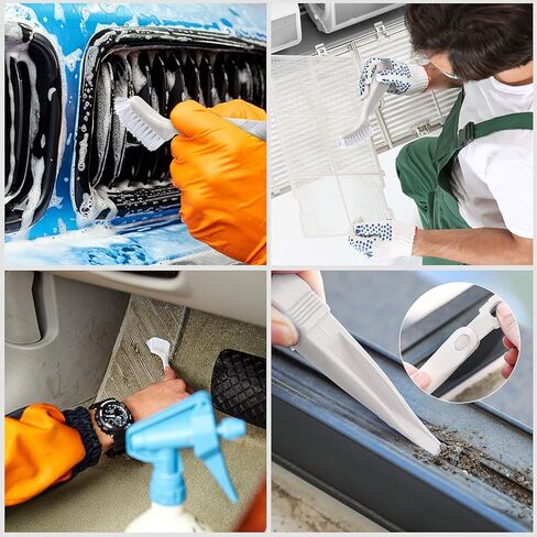 Patelai 4 Pieces Cleaning Brush Sets Small Scrub Brush Household Use for Cleaning Bottle Sink Kitchen Sink Corner Dish Edge Grout Bathroom Sliding Door Window Track(White, Blue) in Saudi Arabia