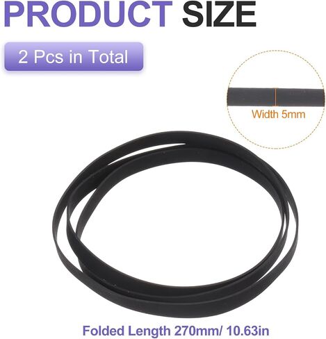 uxcell 2 Pcs Turntable Belt, Folded Length 320mm Rubber Belts Replacement Machine Recorder Rubber Belt Record Player Fit for All Kinds of Belt-Driven Turntables, Width 5mm in Saudi Arabia
