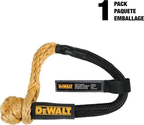 Dewalt DXBC90007 أسود/أصفر 3/8 "× 24" قيود ناعمة حركية مع 6 "حلقة - 10،833 رطل حمولة عمل آمنة/32،500 رطل قوة كسر in Saudi Arabia