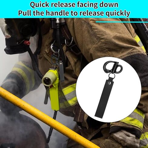 Black Quick Release Clips, Firefighter Mask Quick Release Shackle with Handle Multifunctional Stainless Steel Snap Shackle Lanyard Firefighter Accessories in Saudi Arabia