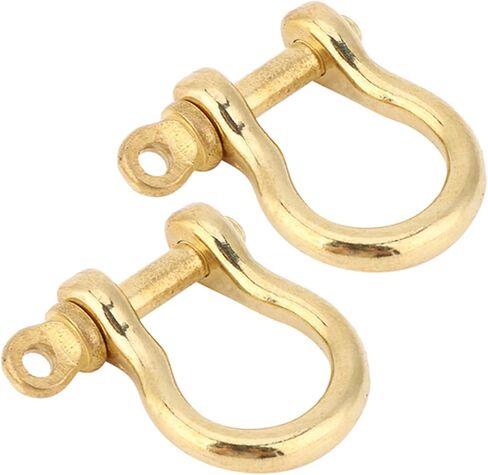 Estink Anchor Shackle, 2 Set Screw Pin Anchor Shackle Pure Brass U Type Fob Key Ring Hook Golden Connection Buckle Marine Hardware Rigging for Traction Steel Wire, 10mm in Kuwait