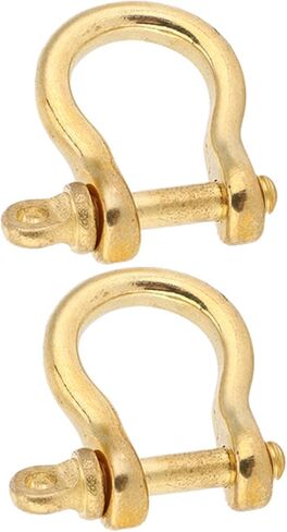 Estink Anchor Shackle, 2 Set Screw Pin Anchor Shackle Pure Brass U Type Fob Key Ring Hook Golden Connection Buckle Marine Hardware Rigging for Traction Steel Wire, 10mm in Kuwait