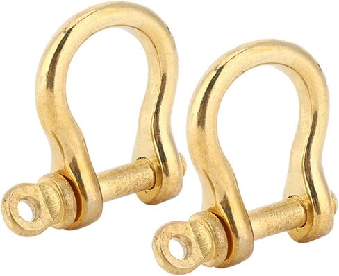 Estink Anchor Shackle, 2 Set Screw Pin Anchor Shackle Pure Brass U Type Fob Key Ring Hook Golden Connection Buckle Marine Hardware Rigging for Traction Steel Wire, 10mm in Kuwait
