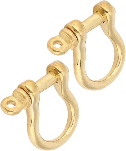Estink Anchor Shackle, 2 Set Screw Pin Anchor Shackle Pure Brass U Type Fob Key Ring Hook Golden Connection Buckle Marine Hardware Rigging for Traction Steel Wire, 10mm in Kuwait