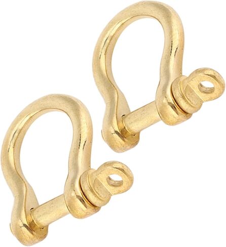 Estink Anchor Shackle, 2 Set Screw Pin Anchor Shackle Pure Brass U Type Fob Key Ring Hook Golden Connection Buckle Marine Hardware Rigging for Traction Steel Wire, 10mm in Kuwait