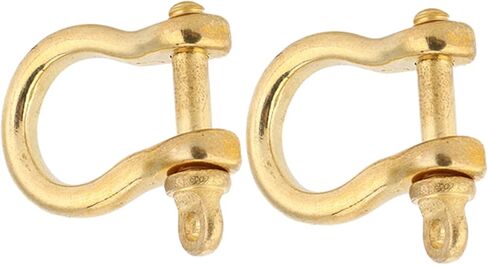 Estink Anchor Shackle, 2 Set Screw Pin Anchor Shackle Pure Brass U Type Fob Key Ring Hook Golden Connection Buckle Marine Hardware Rigging for Traction Steel Wire, 10mm in Kuwait