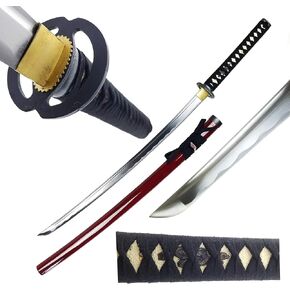 Musha Hand Forged Japanese Katana Samurai Sword - 1045 High Carbon Steel Full Tang Blade for Collection, Gift, Straw Mat Cutting Practice in Kuwait