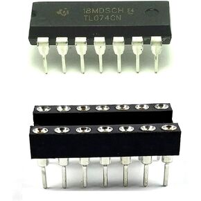 TL074CN TL074 Quad Low-Noise JFET-Input Operational Amplifier IC & 14-Pin DIP Sockets with Machined Contact Pins (Pack of 15) in Kuwait