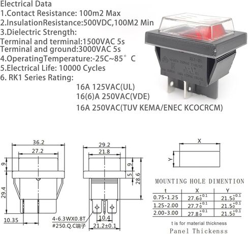 2 -Pack RK1-01 مفتاح الروك - DPST 16A 250VAC 4 -PIN المفتاح الكهربائي - متوافق مع سلسلة Carling VJD1 - IP67 مقاومة للماء للمعدات البحرية والصناعية in Saudi Arabia