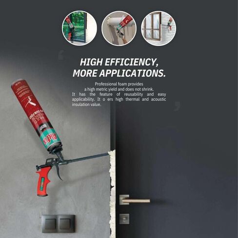 Akfix 805P PRO Gap Filler Expanding Foam Sealant Kit (12x24 Oz.) - Insulating Foam Sealant, Low Expansion Foam for Sound & Heat Insulation, Window & Door | Gun & 2Cleaner Included | 24 Oz. 12 Pack in Kuwait