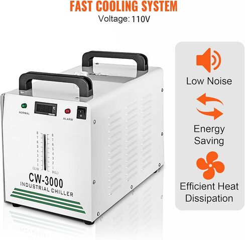 9L CW-3000 التحلل الحراري مبرد المياه الصناعية لآلات نقش وقطع ليزر CNC/60W/80W CO2 ، تبريد 50W/℃ (CW-3000AG) in Saudi Arabia