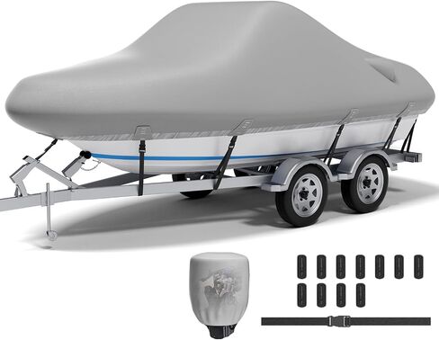 Boat Cover,17'-19' Waterproof Universal Boat Cover,800D Marine Grade Polyester Canvas,Tri-Hull,Fits V-Hull, Runabout, Pro-Style Bass Boat with Tightening Strap in Saudi Arabia