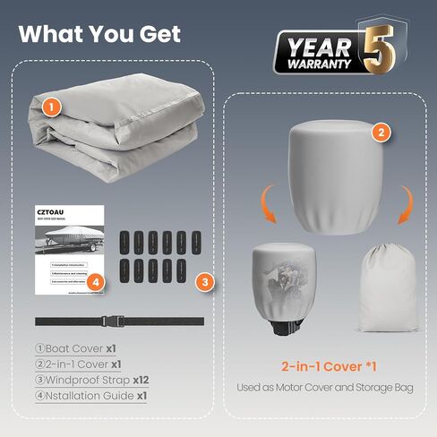 Boat Cover,17'-19' Waterproof Universal Boat Cover,800D Marine Grade Polyester Canvas,Tri-Hull,Fits V-Hull, Runabout, Pro-Style Bass Boat with Tightening Strap in Saudi Arabia